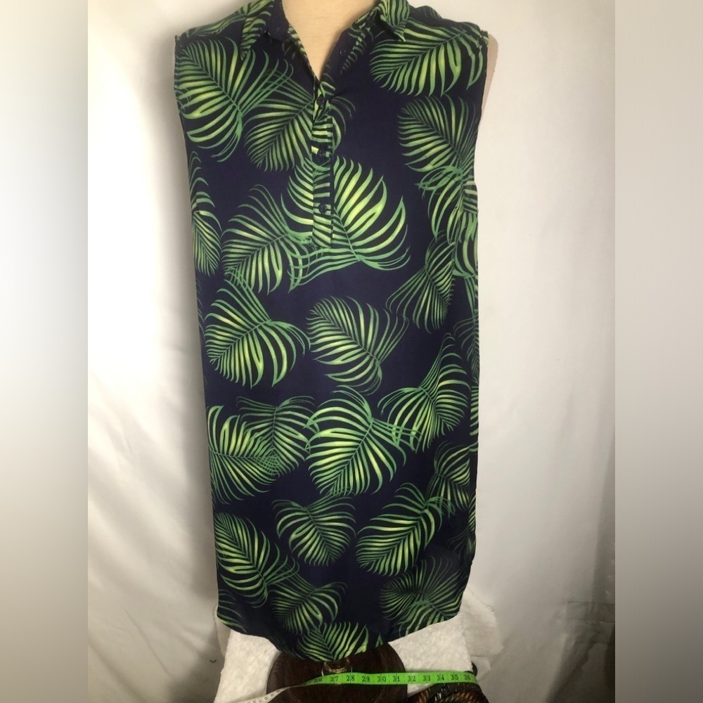 Womens Blue & Green Sleeveless Sheer Dress. Size XXL.